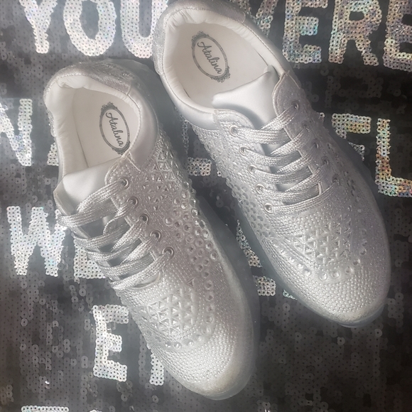 Atalina Silver Bling Fashion Sneakers - Picture 2 of 9